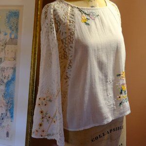 Pretty Peasant Blouse with Embroidery Detail